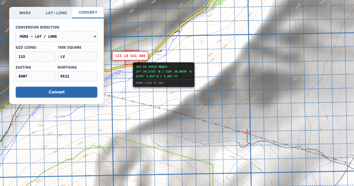 MGRS Converter & Map — MGRS to Lat/Long on a Live Grid Map